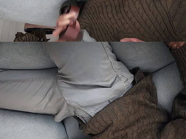 Dad masturbates his monstrous jock and gets his clothing overspread in cum