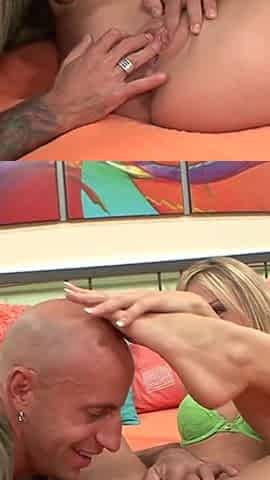 Horny guy fucks beautiful blonde teen and cums all over her feet
