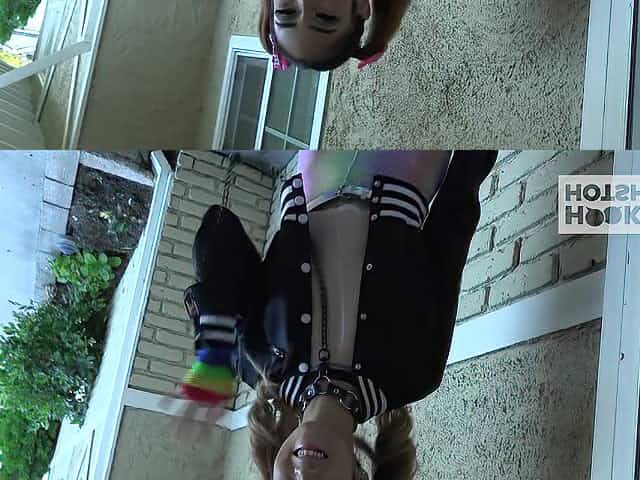 Pigtailed emo girl with tight titties is quite good at riding cock