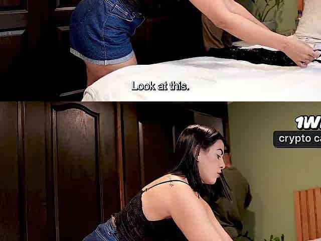 Latin chick with a large butt tries on underware and ends up having coarse sex