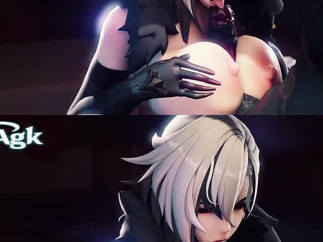 Arlecchino Fucks a Big Hilichurl Cock with Her Huge Tits 3D Paizuri Animation Genshin Impact