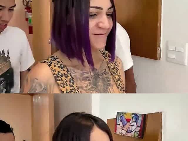 Stepdaddy Screws His Stepson's Girlfriend With Him