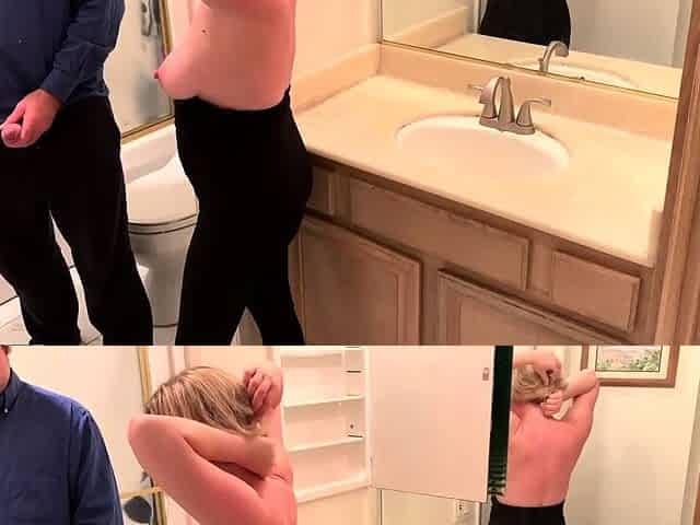 Busty blonde fucks her roommate to pay the rent
