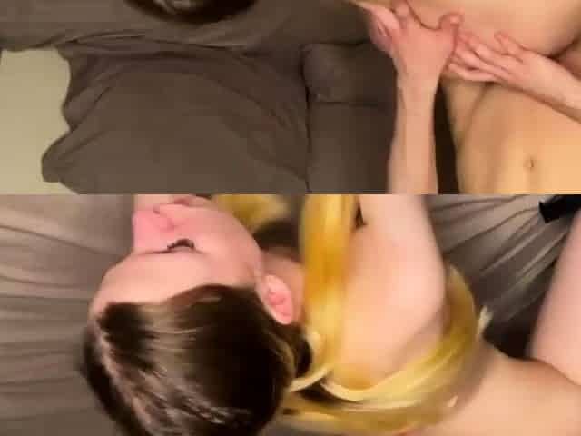 Horny teen gets facial after blowjob and hard doggy pounding