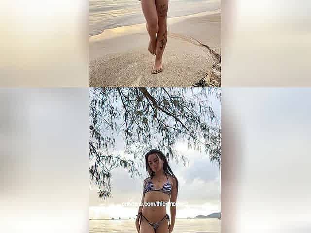 Constricted Booty Teen Groans as Twat Gets Destroyed On The Beach