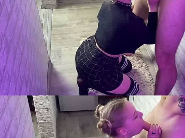 Step sis wanted to gargle a enormous spear while she was at school - horny!