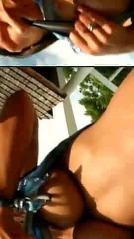 Perfect body brunette has fun with her pussy