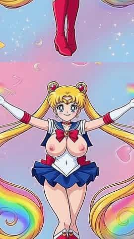 Sailor Moon Shaking Her Tight Bald Ass Pussy