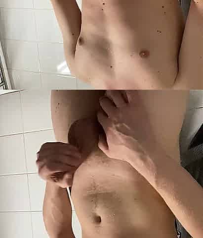 Jerking Off in Baths, Unfathomable Anal Fingering and Huge Spunk fountain on Camera