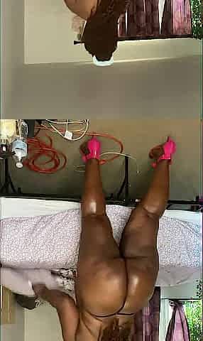 Darksome skin black big beautiful woman getting willing for a client