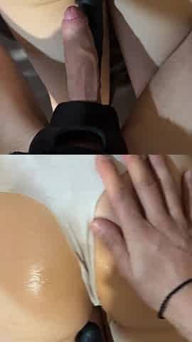 Double penetration with dildo and real dick 18+