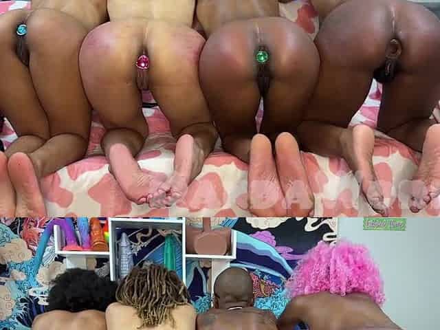 4 Ebony Cutie Ass Widen, Black Pink Hair Sucks Her two BFs BBCs!