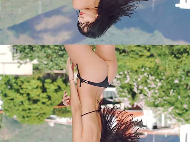 Beautiful long haired hottie Atenas performs her exciting teasing video