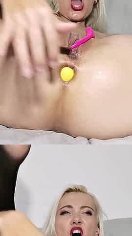 Putting Ping Pong Balls in Ass and Pussy Big Holes Close-up