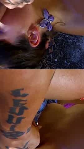 Small teen getting fucked by a big guy outdoors