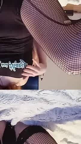 In Stockings and Bodysuit, I'm Fucking My Tight Pussy and Sucking Dildo on the Floor