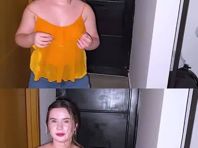 A Horny Brunette Stranger Borrows Clothes After Getting