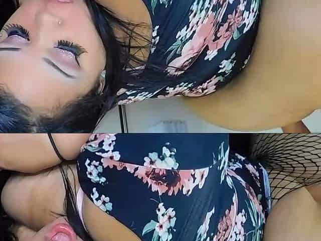 Hot brunette with big boobs gives hot blowjob