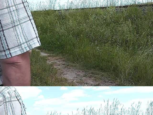 Dude voids urine woman holds hands his rod close-up. DuBarry intimate collection