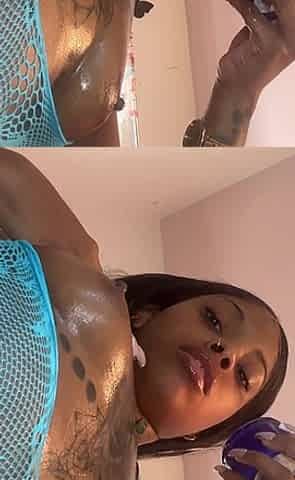 Oiled up Winking-spreading