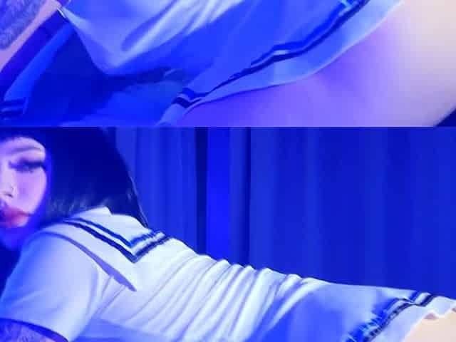 Beauty in a Student Costume Sweetly Sucks a Rubber Dick and Fucks Her Pussy - Peachgardens