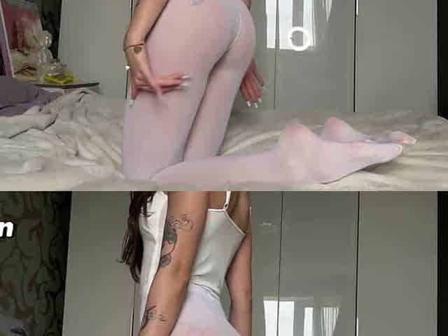 Hot tattoo girl in white tights wants to boink - XXX!