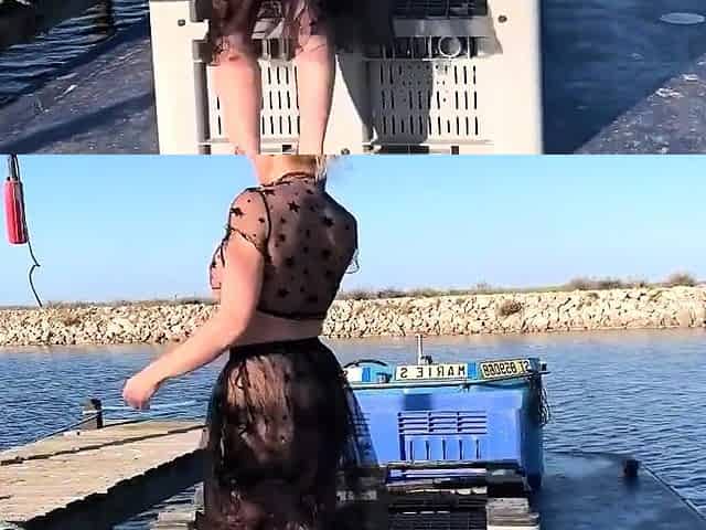 cumshot Flashing and Masturbation Wearing a Seethru Outfit