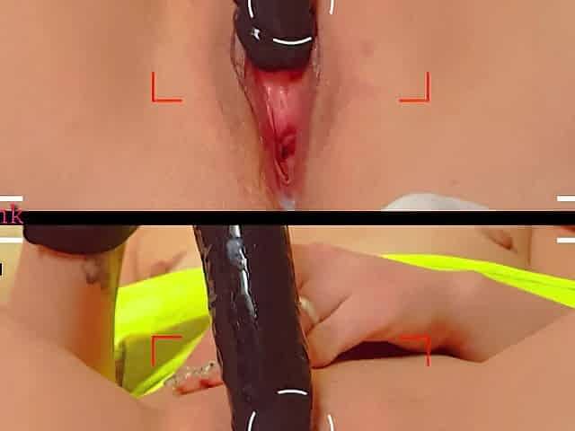 Struggling to take an 8 inch vibrator then coming on it real fast fetish