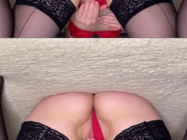 Sexy mother I'd like to fuck in Nylons Snatch Play to Climax - Solo Female Msturbation