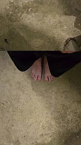 Immodest lengthy feet pee outdoors
