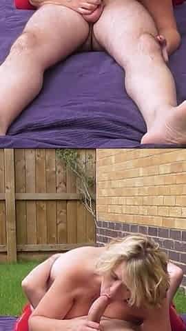 Anal creampie in the garden