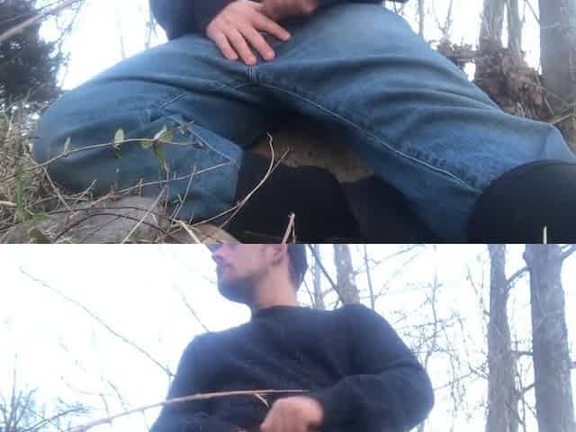 OUTDOORS: Large Wang Country Hunk Fishing and Blowing a Large Load One The River Bank