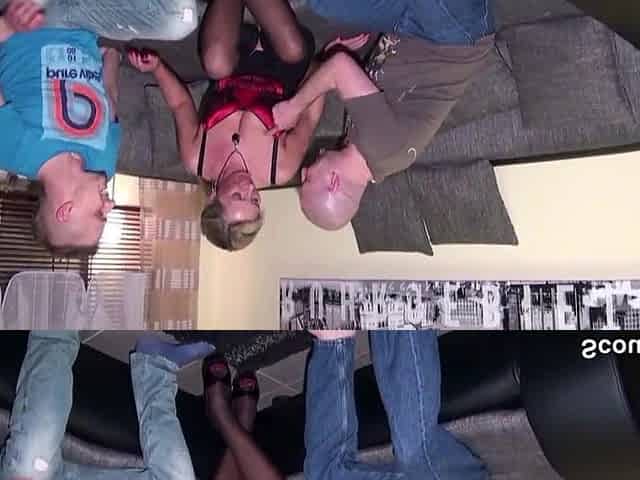 Betrunkene Mutter fickt mit Freund und Stief-Sohn nach Party
