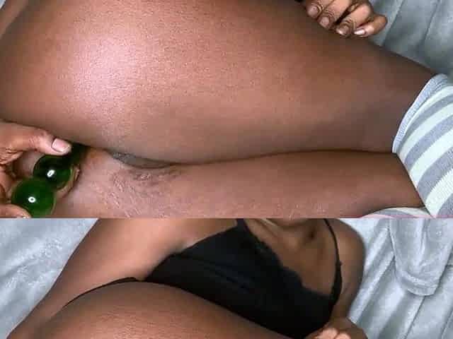Big Ass Ebony Babe Anal Play with Toy