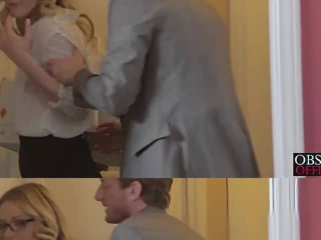 Ryan ate her pussy then bent her over the desk to fuck her