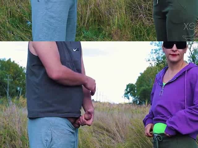 A Stranger With A Perfect Ass Caught A Guy Jerking Off Outdoors And Fucked Him!