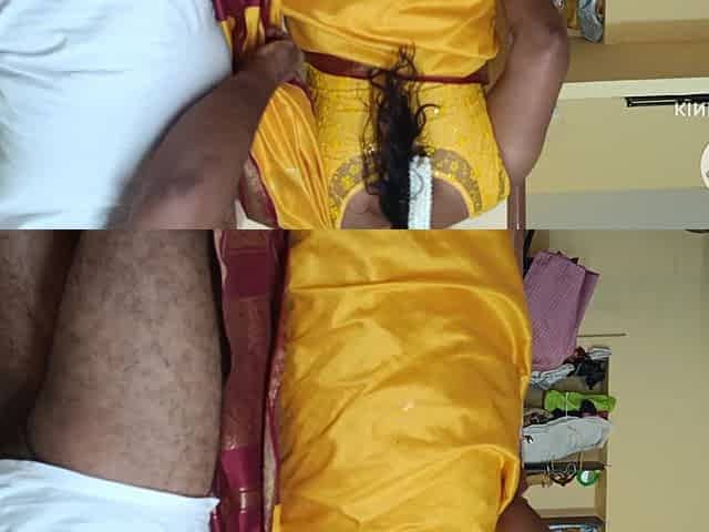 Yellow Colour Saree Housewife with Step Brother