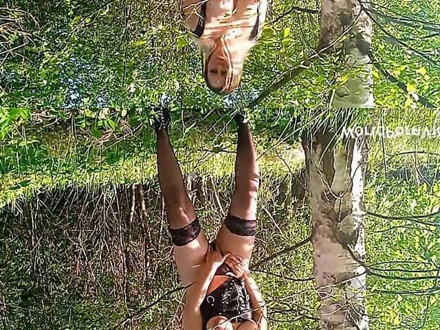 A Plump, Busty Woman Plays with Herself and Then Pisses Outdoors
