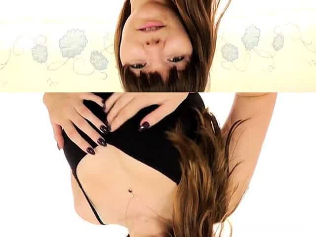 Brunette solo darling masturbating at home