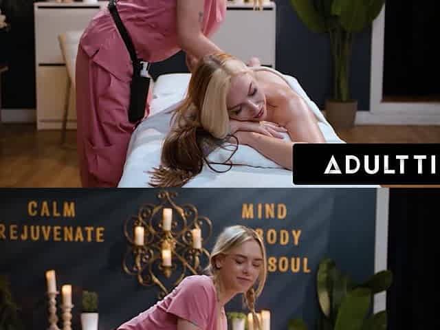 ADULT TIME - Tense PAWG Cubbi Thompson Gets Oiled Up Scissors With Lesbian Masseuse Dylan Moore