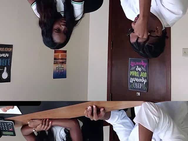 Cute ebony slut Naomi gets a threesome
