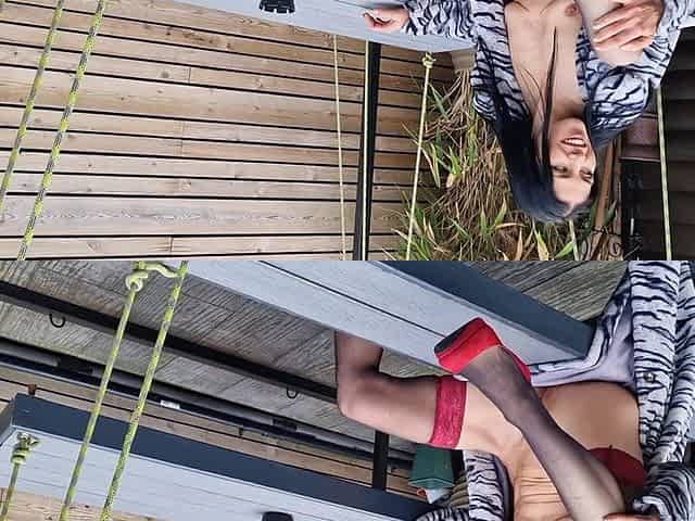 Outdoors Nudity with Wide Open Vagina