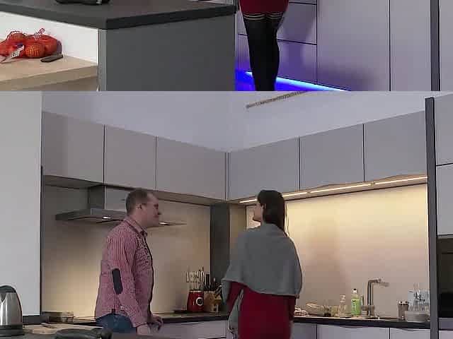 Nice-looking stranger drilled hard by old knob in the kitchen