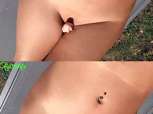 Beautiful Tanned MILF Naked Outside Dildoing Her Pierced Pussy with Huge 402me Merlin Dildo