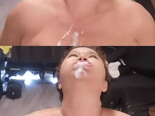 Eating my own thick cum