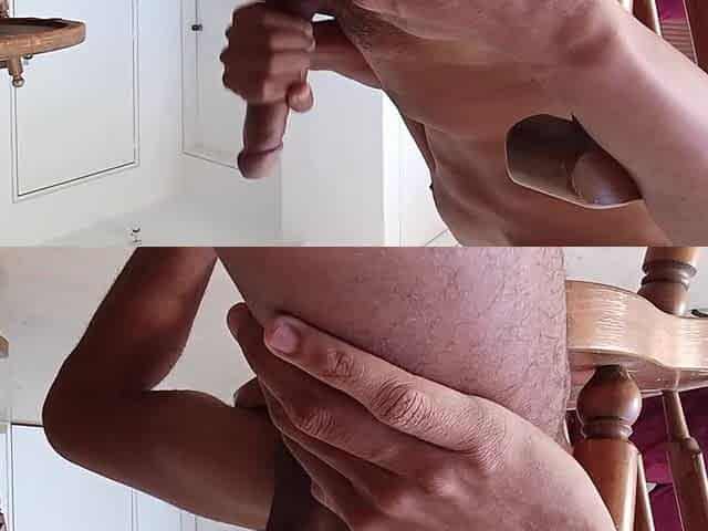Solo boy watching porn: Your Latino Boss stroking his large rod until tons of cum