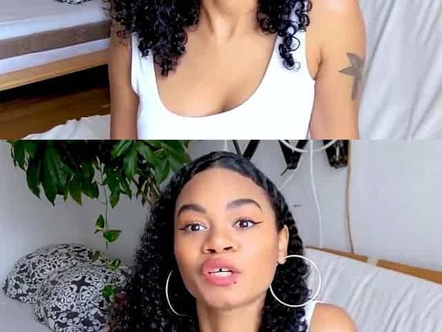 Ebony dame with massive breasts plays solo with vibing