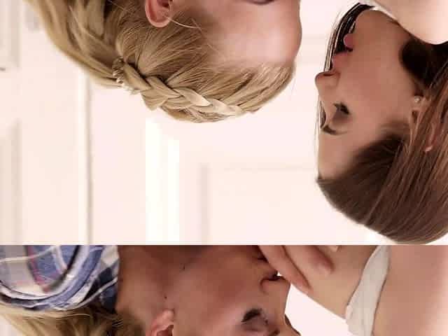 Blonde and brunette lesbians licking and sucking pussy