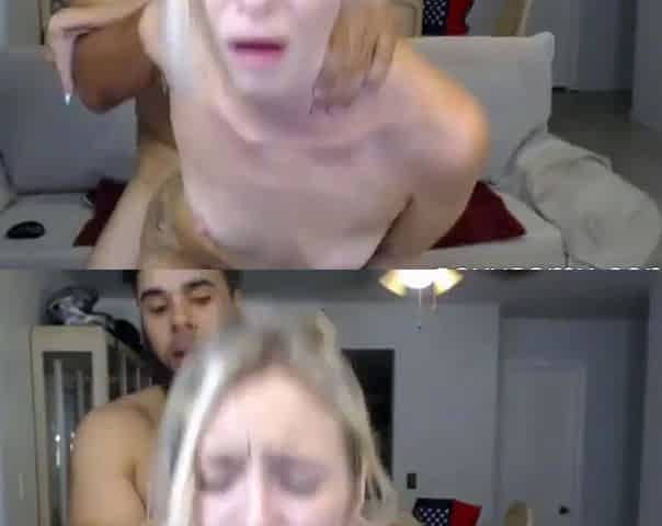 Slim blonde slut get pounded hard with two big black co