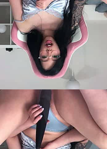 Horny amateur masked Asian teen toying on webcam show